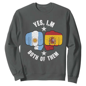 Yes Im Both Of Them Argentina Spain Fist Bump Graphic Sweatshirt Proud Spanish Argentine Dual Heritage Pride Match Day