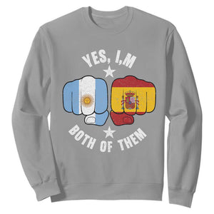Yes Im Both Of Them Argentina Spain Fist Bump Graphic Sweatshirt Proud Spanish Argentine Dual Heritage Pride Match Day