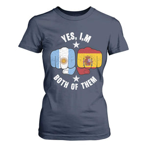 Yes Im Both Of Them Argentina Spain Fist Bump Graphic T Shirt For Women Proud Spanish Argentine Dual Heritage Pride Match Day