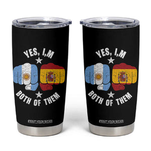 Yes Im Both Of Them Argentina Spain Fist Bump Graphic Tumbler Cup Proud Spanish Argentine Dual Heritage Pride Match Day