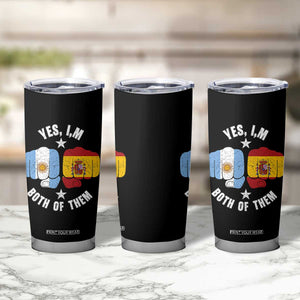Yes Im Both Of Them Argentina Spain Fist Bump Graphic Tumbler Cup Proud Spanish Argentine Dual Heritage Pride Match Day