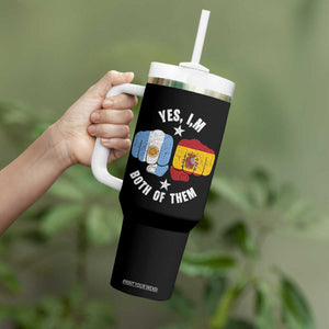 Yes Im Both Of Them Argentina Spain Fist Bump Graphic Tumbler With Handle Proud Spanish Argentine Dual Heritage Pride Match Day