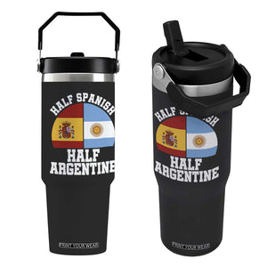 Half Spanish Half Argentine Flag Graphic Flip Straw Tumbler Proud Spain Argentina Dual Heritage Pride