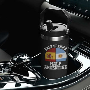 Half Spanish Half Argentine Flag Graphic Flip Straw Tumbler Proud Spain Argentina Dual Heritage Pride
