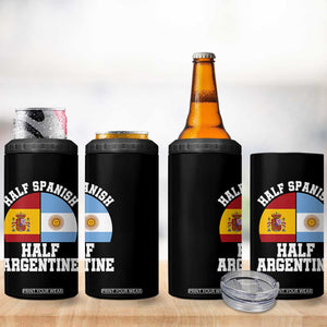 Half Spanish Half Argentine Flag Graphic 4 in 1 Can Cooler Tumbler Proud Spain Argentina Dual Heritage Pride