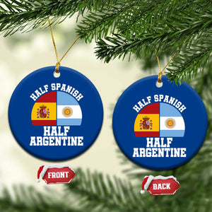 Half Spanish Half Argentine Flag Graphic Ceramic Ornament Proud Spain Argentina Dual Heritage Pride