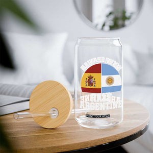 Half Spanish Half Argentine Flag Graphic Glass Can Proud Spain Argentina Dual Heritage Pride