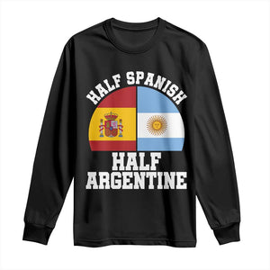 Half Spanish Half Argentine Flag Graphic Long Sleeve Shirt Proud Spain Argentina Dual Heritage Pride