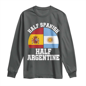 Half Spanish Half Argentine Flag Graphic Long Sleeve Shirt Proud Spain Argentina Dual Heritage Pride