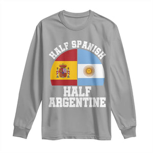 Half Spanish Half Argentine Flag Graphic Long Sleeve Shirt Proud Spain Argentina Dual Heritage Pride
