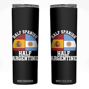 Half Spanish Half Argentine Flag Graphic Skinny Tumbler Proud Spain Argentina Dual Heritage Pride