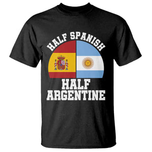 Half Spanish Half Argentine Flag Graphic T Shirt Proud Spain Argentina Dual Heritage Pride