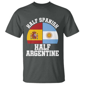Half Spanish Half Argentine Flag Graphic T Shirt Proud Spain Argentina Dual Heritage Pride