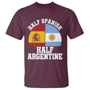 Half Spanish Half Argentine Flag Graphic T Shirt Proud Spain Argentina Dual Heritage Pride