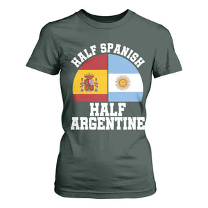 Half Spanish Half Argentine Flag Graphic T Shirt For Women Proud Spain Argentina Dual Heritage Pride