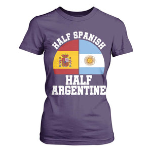 Half Spanish Half Argentine Flag Graphic T Shirt For Women Proud Spain Argentina Dual Heritage Pride