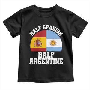 Half Spanish Half Argentine Flag Graphic Toddler T Shirt Proud Spain Argentina Dual Heritage Pride