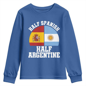 Half Spanish Half Argentine Flag Graphic Youth Sweatshirt Proud Spain Argentina Dual Heritage Pride