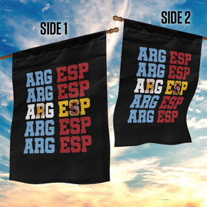 Retro ARG ESP Argentina Espana Flag Typography Graphic Garden Flag Country Code Dual Argentine Spainish Heritage Pride