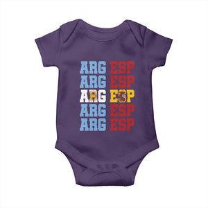 Retro ARG ESP Argentina Espana Flag Typography Graphic Baby Onesie Country Code Dual Argentine Spainish Heritage Pride