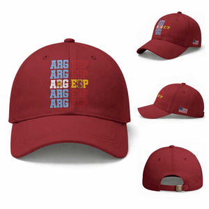 Retro ARG ESP Argentina Espana Flag Typography Graphic Baseball Cap Country Code Dual Argentine Spainish Heritage Pride