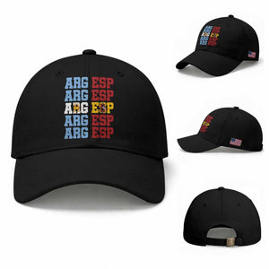 Retro ARG ESP Argentina Espana Flag Typography Graphic Baseball Cap Country Code Dual Argentine Spainish Heritage Pride