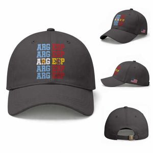 Retro ARG ESP Argentina Espana Flag Typography Graphic Baseball Cap Country Code Dual Argentine Spainish Heritage Pride