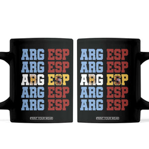 Retro ARG ESP Argentina Espana Flag Typography Graphic Coffee Mug Country Code Dual Argentine Spainish Heritage Pride