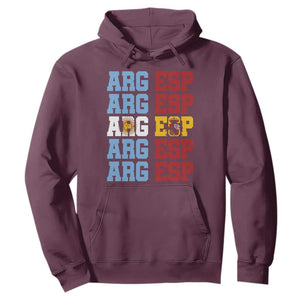 Retro ARG ESP Argentina Espana Flag Typography Graphic Hoodie Country Code Dual Argentine Spainish Heritage Pride