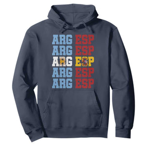 Retro ARG ESP Argentina Espana Flag Typography Graphic Hoodie Country Code Dual Argentine Spainish Heritage Pride