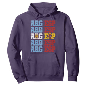 Retro ARG ESP Argentina Espana Flag Typography Graphic Hoodie Country Code Dual Argentine Spainish Heritage Pride