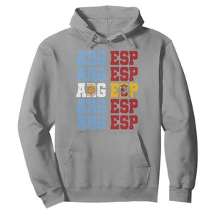 Retro ARG ESP Argentina Espana Flag Typography Graphic Hoodie Country Code Dual Argentine Spainish Heritage Pride