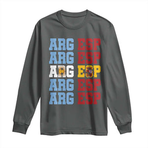 Retro ARG ESP Argentina Espana Flag Typography Graphic Long Sleeve Shirt Country Code Dual Argentine Spainish Heritage Pride