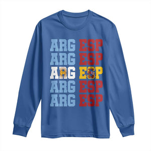 Retro ARG ESP Argentina Espana Flag Typography Graphic Long Sleeve Shirt Country Code Dual Argentine Spainish Heritage Pride