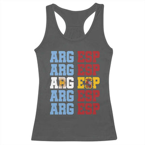 Retro ARG ESP Argentina Espana Flag Typography Graphic Racerback Tank Top Country Code Dual Argentine Spainish Heritage Pride