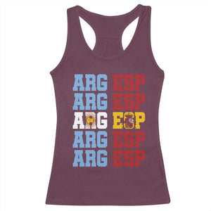 Retro ARG ESP Argentina Espana Flag Typography Graphic Racerback Tank Top Country Code Dual Argentine Spainish Heritage Pride