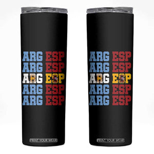 Retro ARG ESP Argentina Espana Flag Typography Graphic Skinny Tumbler Country Code Dual Argentine Spainish Heritage Pride