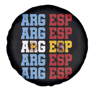 Retro ARG ESP Argentina Espana Flag Typography Graphic Spare Tire Cover Country Code Dual Argentine Spainish Heritage Pride