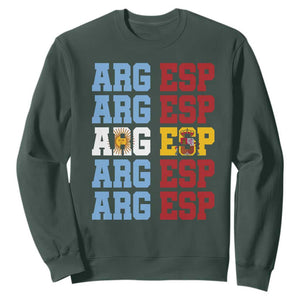 Retro ARG ESP Argentina Espana Flag Typography Graphic Sweatshirt Country Code Dual Argentine Spainish Heritage Pride