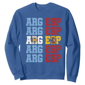 Retro ARG ESP Argentina Espana Flag Typography Graphic Sweatshirt Country Code Dual Argentine Spainish Heritage Pride