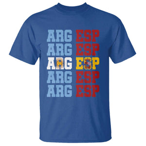Retro ARG ESP Argentina Espana Flag Typography Graphic T Shirt Country Code Dual Argentine Spainish Heritage Pride