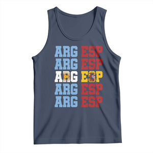 Retro ARG ESP Argentina Espana Flag Typography Graphic Tank Top Country Code Dual Argentine Spainish Heritage Pride