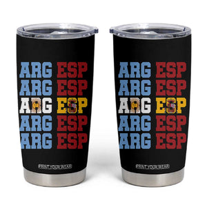Retro ARG ESP Argentina Espana Flag Typography Graphic Tumbler Cup Country Code Dual Argentine Spainish Heritage Pride