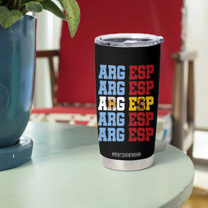 Retro ARG ESP Argentina Espana Flag Typography Graphic Tumbler Cup Country Code Dual Argentine Spainish Heritage Pride