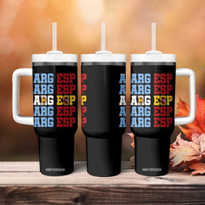 Retro ARG ESP Argentina Espana Flag Typography Graphic Tumbler With Handle Country Code Dual Argentine Spainish Heritage Pride