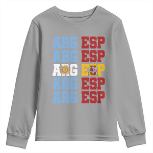 Retro ARG ESP Argentina Espana Flag Typography Graphic Youth Sweatshirt Country Code Dual Argentine Spainish Heritage Pride