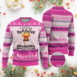 Funny Toilet Mushroom Cloud Gag Graphic Ugly Christmas Sweater I Was Having Explosive Diarrhea Before It Was Cool