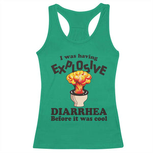 Funny Toilet Mushroom Cloud Gag Graphic Racerback Tank Top I Was Having Explosive Diarrhea Before It Was Cool