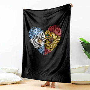 Argentina Spain Flag Mixed Roots Fingerprint Heart Graphic Throw Blanket Argentine Spanish Dual Heritage Hispanic Pride Match Day TS02 Print Your Wear