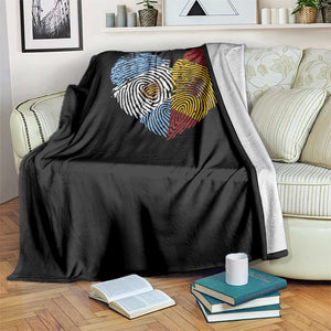 Argentina Spain Flag Mixed Roots Fingerprint Heart Graphic Throw Blanket Argentine Spanish Dual Heritage Hispanic Pride Match Day TS02 Print Your Wear